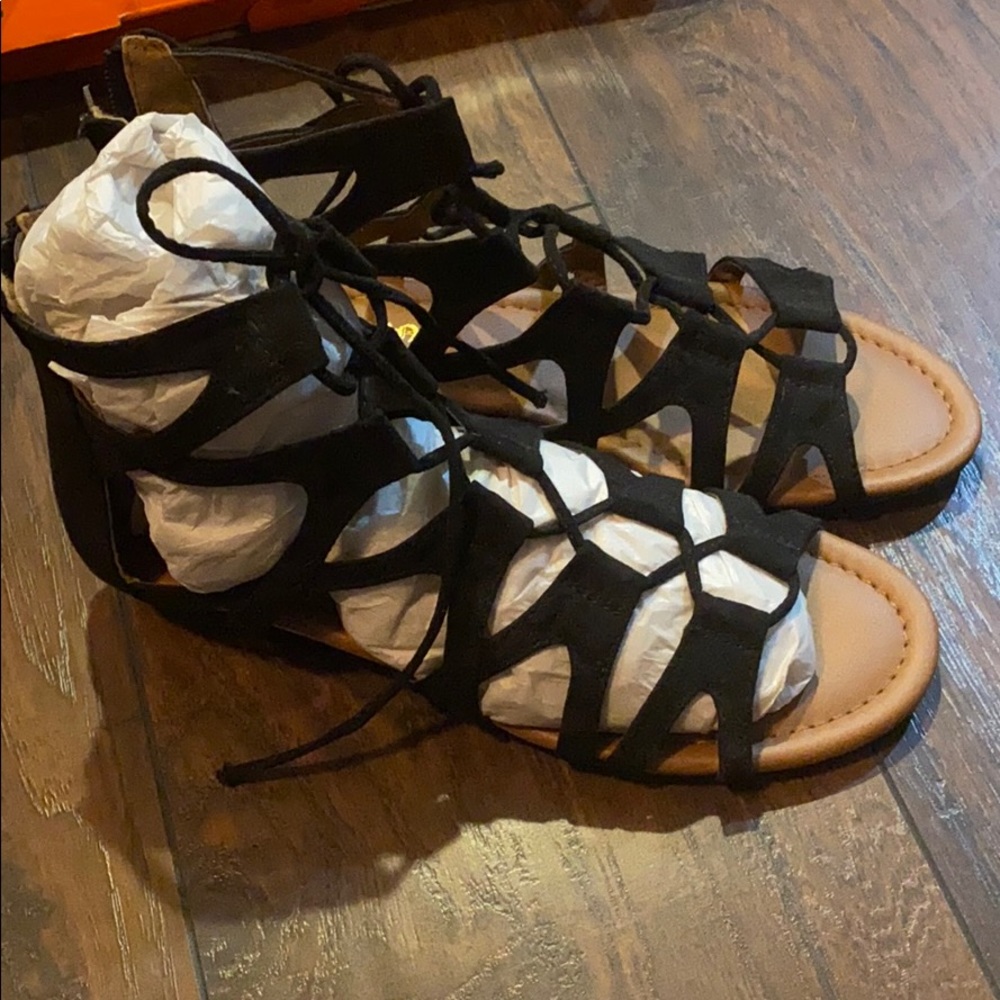 Black lace up sandals